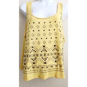 Forever 21 Yellow Brown Metal Circles Sleeveless Tank Top 2X Plus Lightweight